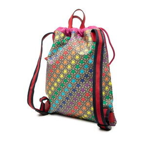 Gucci Supreme pink nylon multicolored Star Line brown GG leather Backpack Sherry